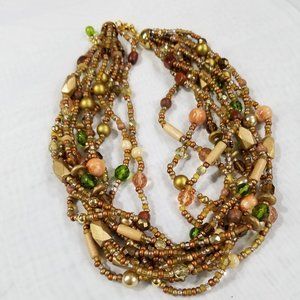 Multi Stand Fall Beaded Necklace
